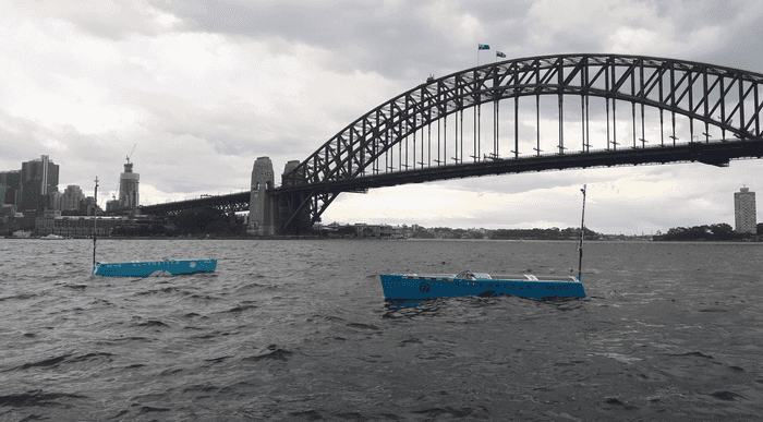 Pacific 2019 Day One 1500hrs: After demonstrating ‘bistatic sonar’ off the coast since dawn Bluebottle USVs Bob and Bruce are told to ‘wait at the bridge’