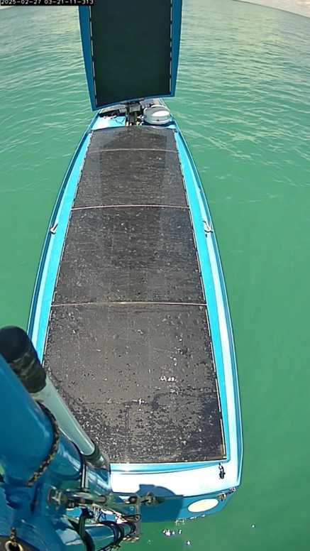 BB707 photo from deck camera coming into Darwin after 107 days at sea