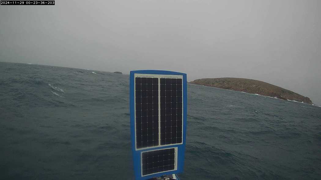 Bass Strait, storm sail up, running accurate lines, charging batteries - no problem