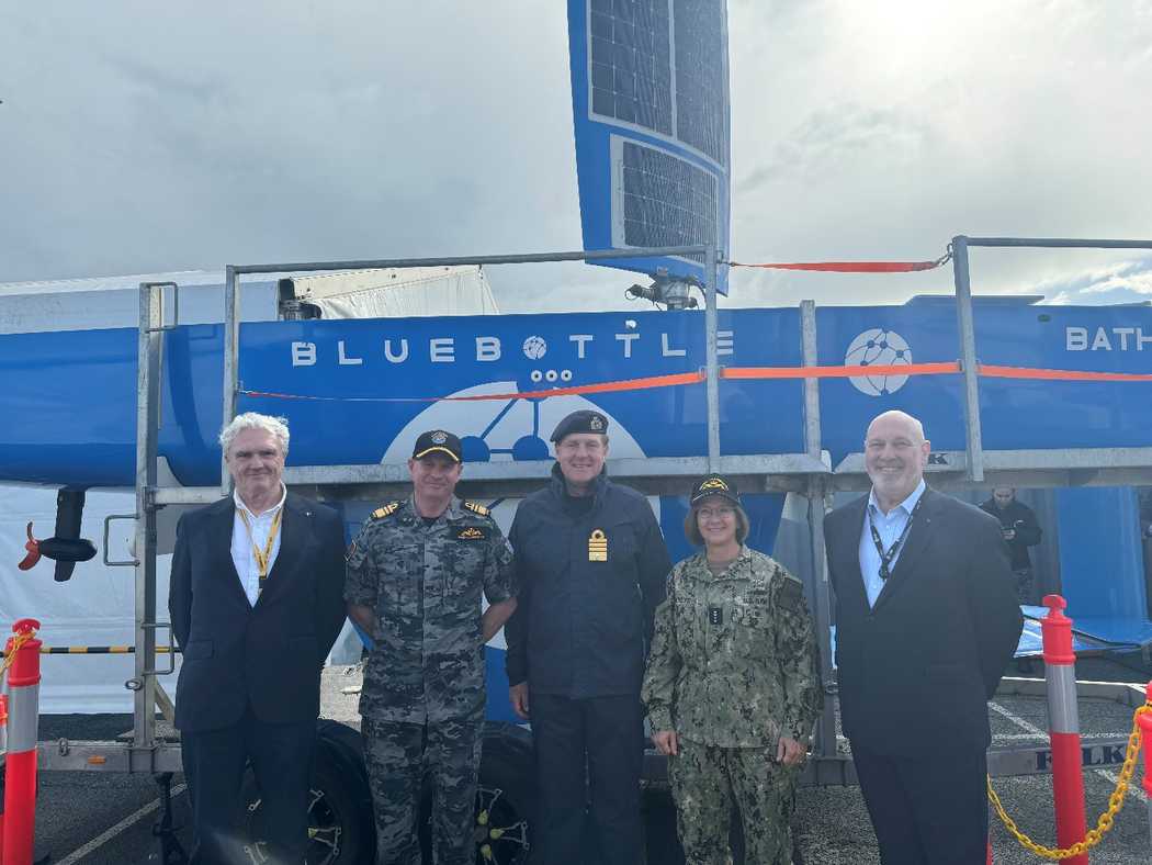 Robert Dane, Vice Admiral Mark Hammond Chief of the Australian Navy, Admiral Sir Ben Key UK First Sea Lord of Royal Navy, Admiral Lisa Franchetti Chief of Operations US Navy and Ian Milliner Ocius Business Development Manager