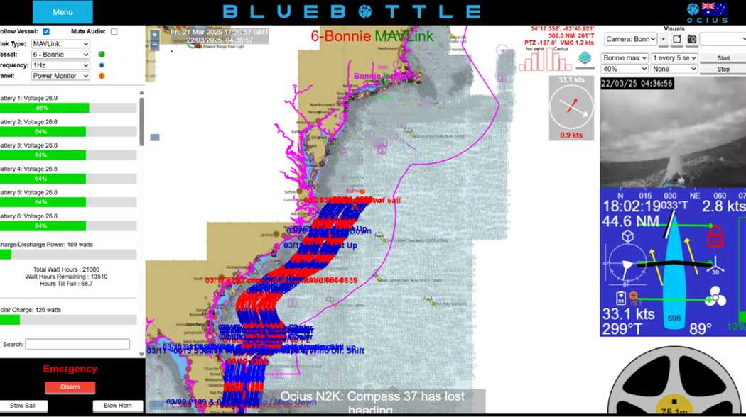 BONNIE returning home to Connecticut from Fort Lauderdale after trials in consistent 30 knots + winds