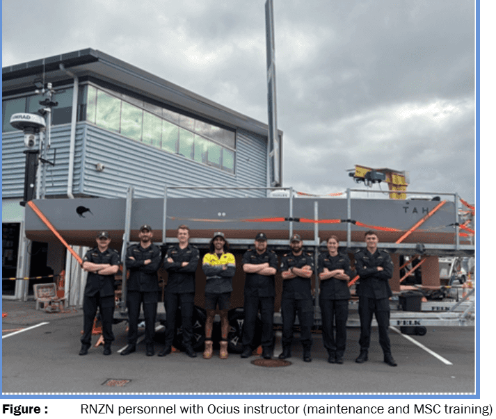 RNZN Personnel with Ocius instructor Dante Olivieri doing maintenance & support training in Auckland.